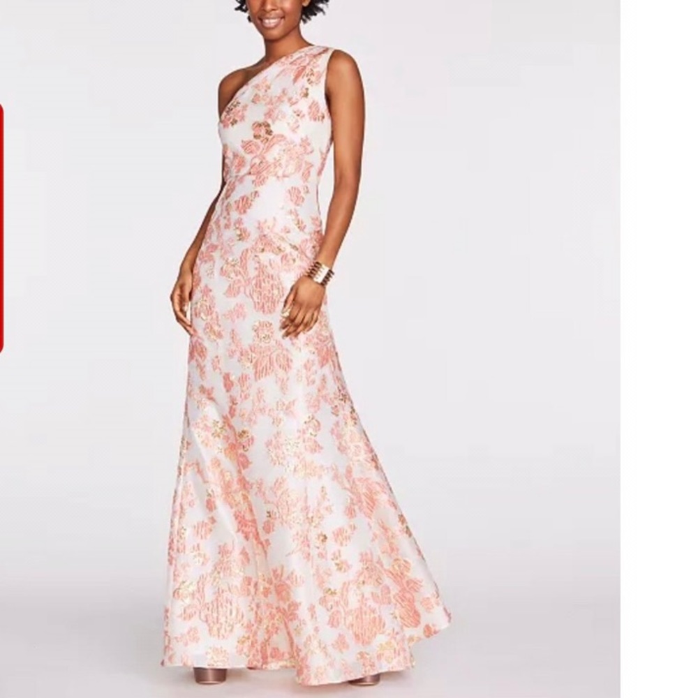 Adrianna Papell One-shoulder Jacquard Gown sz 10